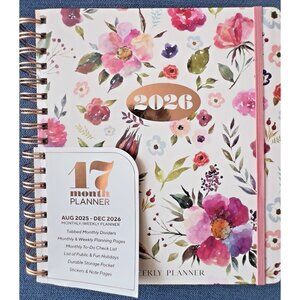 17 Month Planner FLOWER GARDEN Aug 2025 -Dec 2026 Weekly Planning Note Page Gift